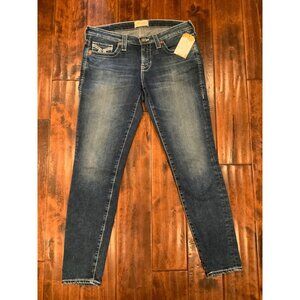 Big Star Medium Wash "Alex Skinny" Blue Denim Jeans Embroidered Pockets, Size 29